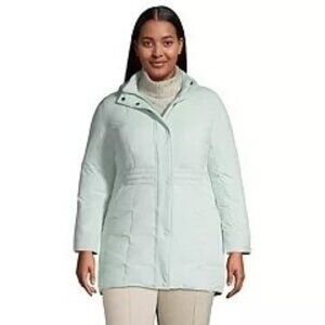 NWT Lands' End Women's Quilted Stretch Down Coat Size XS mint, Aqua